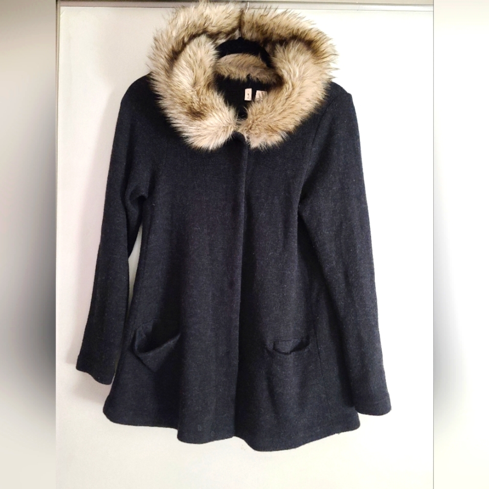 Anthro Moth Anouk Faux Fur Wool Knit Sweater
